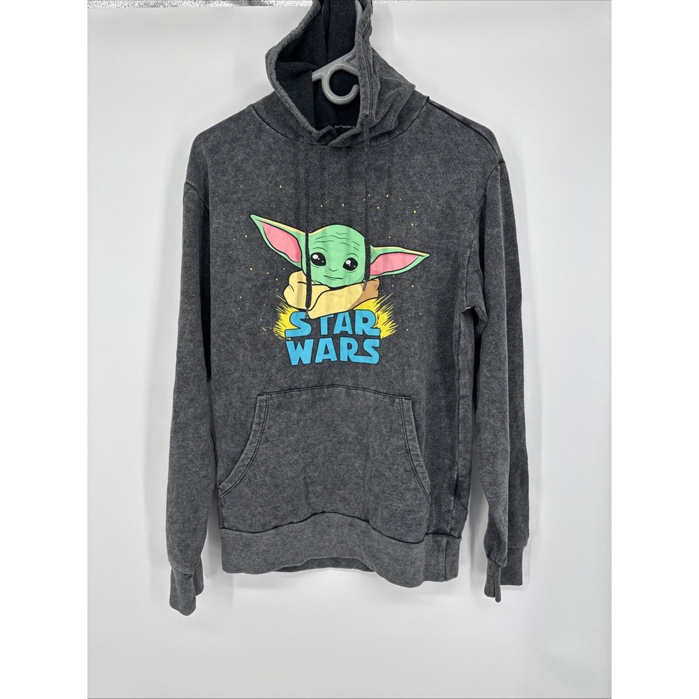 Star Wars Grogu Baby Yoda Graphic Hoodie Gray Pullover Sweatshirt Unisex S
